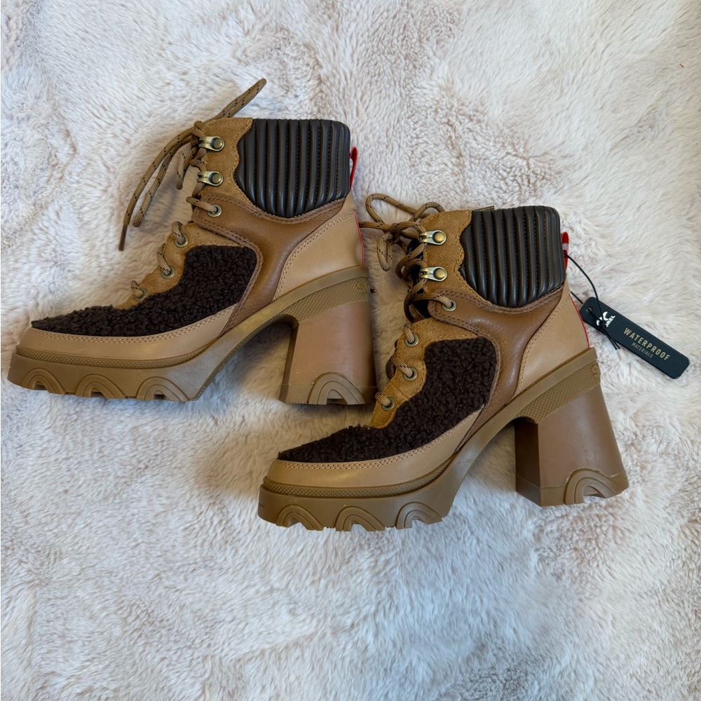 Sorel Waterproof Heeled Boots with Chunky Sole and Lace-Up Design